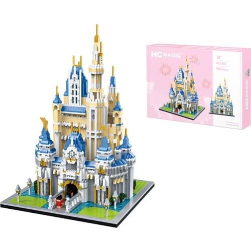 HC Magic 6697pcs+ Princess Castle Mini Blocks Micro 3D Model 35cm Diamond Building Bricks Castle For Bricks Toys