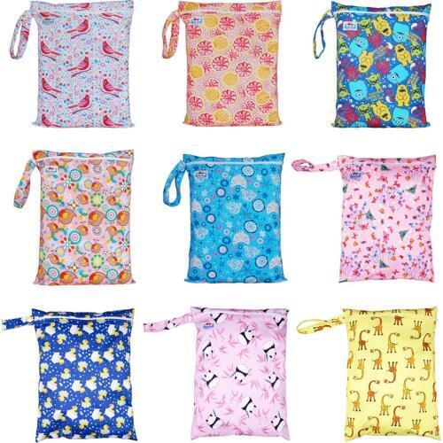 Lots of Print Diaper Bags Waterproof WetBag 5pcs/Group Menstrual Pads Reusable Travel Bags Multi Function Zipper Bags 30x40CM