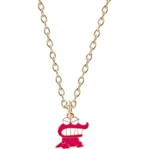 Cartoon Cute Ins Wind Original Design Japan And South Korea Simple Pink Crocodile Couple Girlfriends Pendant Student Necklace