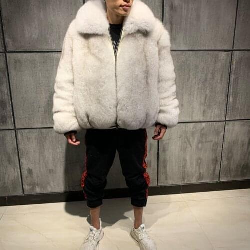 Mens fur jacket mens real fox fur outwear winter coat mens natural fur jacket