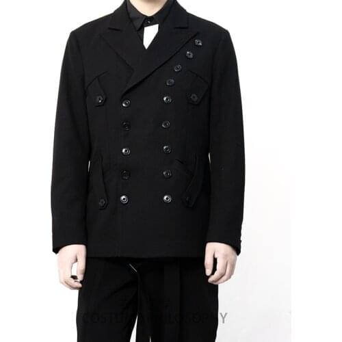 New mens casual suit, Yamamoto style, multi button, dark color, multi row button, double row button, fashionable coat