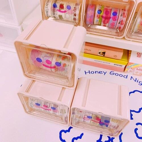Desk Organizer Storage Box Washi Tape Stationery Storage Box Kawaii Office Accessories Organizer Desk