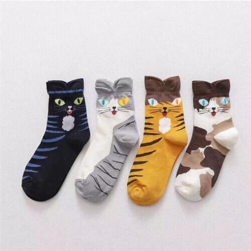 Funny Cats Short Black Socks Women Cotton Ladies Cute Cartoons Sock Woman Harajuku Fashion Casual Female Socken Personality Sox