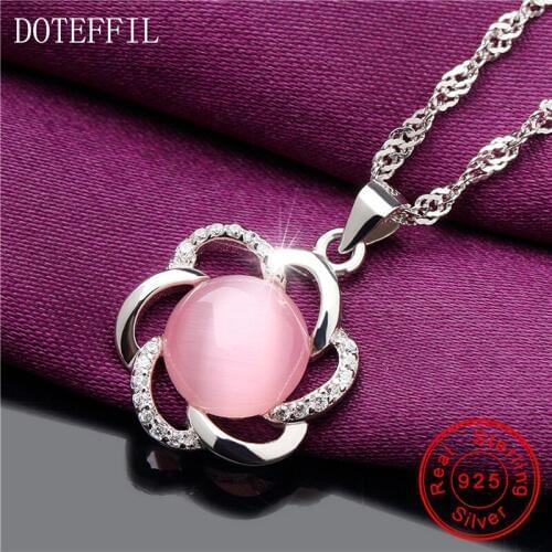 New arrivals 925 Sterling Silver Round AAAA Zircon Pendant Necklace Women Fashion Romantic Silver Flower Necklace Luxury Jewelry