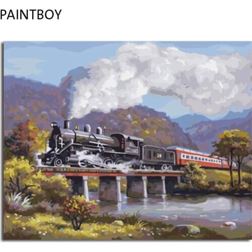 PAINTBOY Landscape Framed Pictures Painting By Numbers Painting and Calligraphy DIY Coloring By Numbers on Canvas