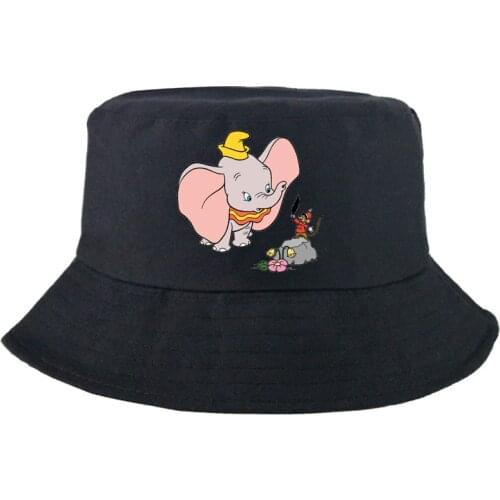 Disney Dumbo New Bucket Hat Reversible Fisherman Hat Summer2021 Outdoor Cartoon Graphic Solid Panama Cap For Man Women Sunbonnet