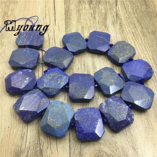 Genuine Lapis Lazuli Slab Space Beads,Faceted Gems Stone lazurite Drusy Slice Drilled Pendant beads Jewelry MY1941