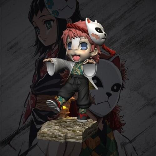 Presale Demon Slayer [Yihong] Fire Feather Little Zombie Cat Rabbit GK Limited Statue Hand-Made Model Birthday Gift