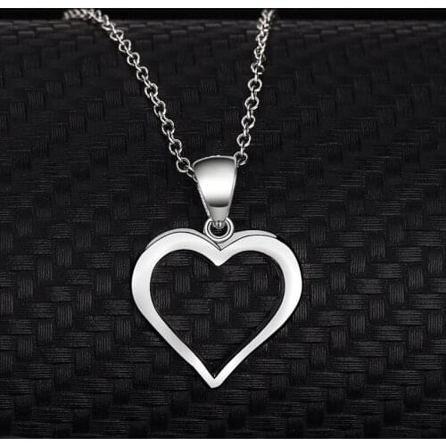 S925 Sterling Silver Heart-Shaped Love Ladies Secklace Simplicity Fashion Glossy heart Necklace Jewelry Pendant Clavicle Chain