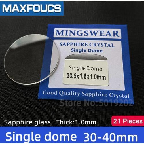 Watch Glass Thick 1.0mm Diameter 30-40mm Single dome Sapphire Anti scratch Smooth Round Transparent Crystal ，21 pieces Suit
