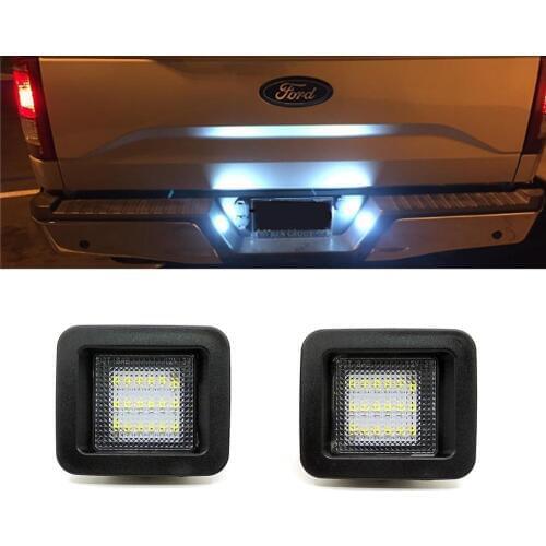 2PCS Error Free LED License Plate Light Lamp for 2015-up Ford F150 / F150 Raptor Trucks, Clear Lens, Super White 6000K