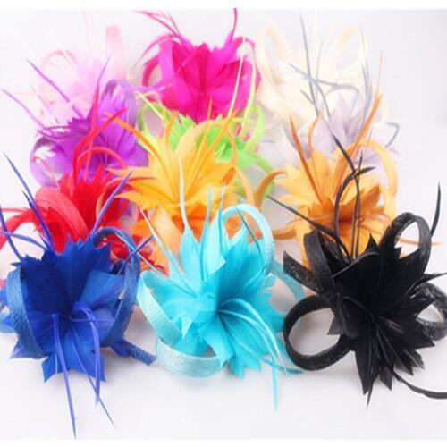 21Colors Women Small Sinamay Fascinators Headwear Feather Flowers Hair Clip Accessories Bridal or Brooch for Wedding Party Show