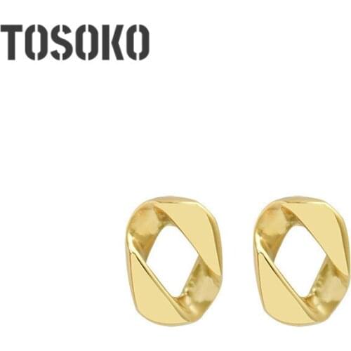 TOSOKO Stainless Steel Jewelry Irregular Square Stud Womens Fashion Earrings BSF316