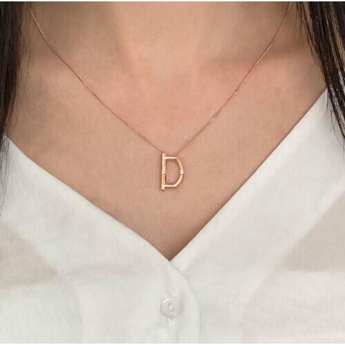 Fashion Chain Choker 925 Silver Necklace For Women Trendy Rhinestone Letter Initial Custom Charm Collares Turkish Fine Jewelry
