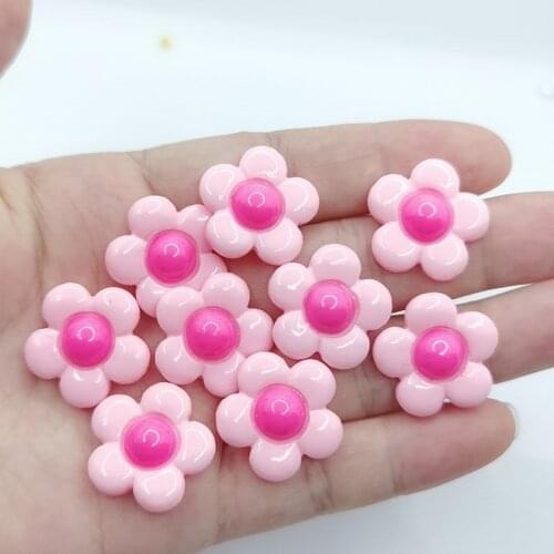 10/30Pcs/Pack Pink Color flower resin flatback cabochon DIY jewelry/phone decoration No Hole