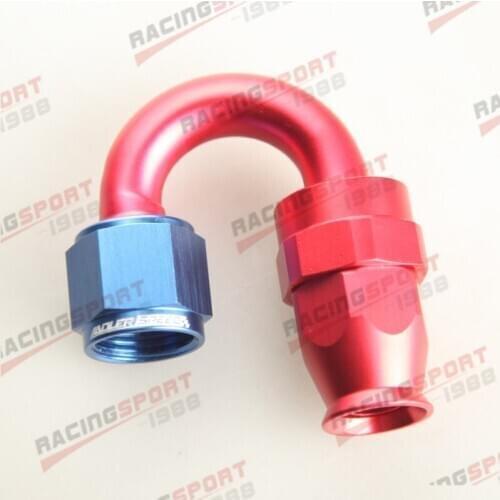 180 Degree 10AN Reusable PTFE Swivel Hose End Fitting Adapter Aluminum Red /Blue