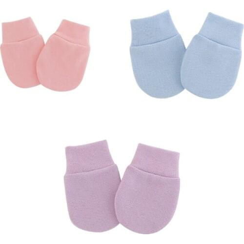 2 Pair/Set Solid Color Cute Baby Knitting Mitten Newborn Anti-eat Hand Children Anti-Grab Face Protect Glove Baby Gloves