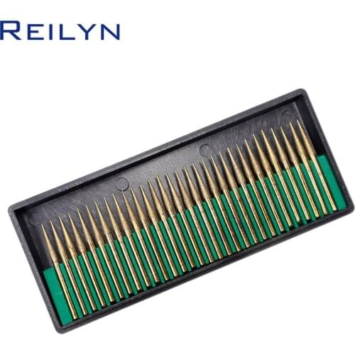 30 Pieces/Set Tool Abrasive 3x3 120# Titanium-plated Diamond point Cone Grinding Head Stone jade Peeling Jade Polishing bits