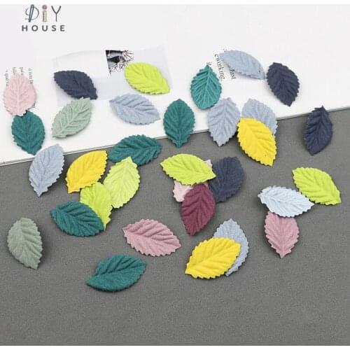 50-200Pcs Microfiber Plants Tree Leaves DIY Craft Supplie Headwear Hair Accessories Party Wedding Decor Materials Leaf Blade