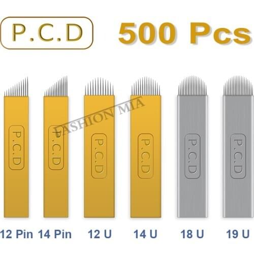 500 Pcs Hard PCD 12 14 12U 14U 18U 19U Permanent Makeup Manual Eyebrow Tattoo needle High quality Embroidery Microbladings Pen