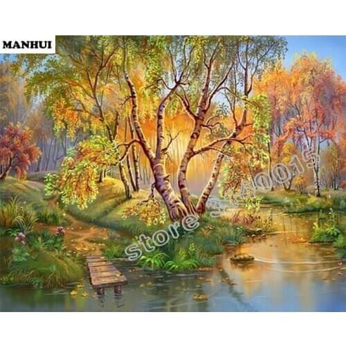 5D DIY Diamond Painting Autumn scenery Embroidery Full Square Diamond Cross Stitch Rhinestone Mosaic Painting Home Decor BCD075