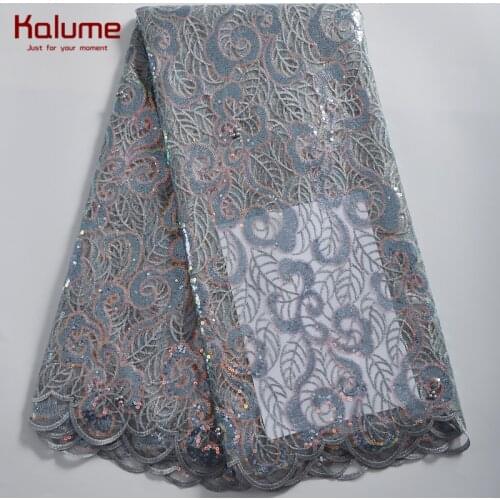 Kalume African Lace Fabric Mesh French Lace Fabric Tulle&Sequins Nigrian Lace Fabric For Wedding Party African Lace Fabric H2328