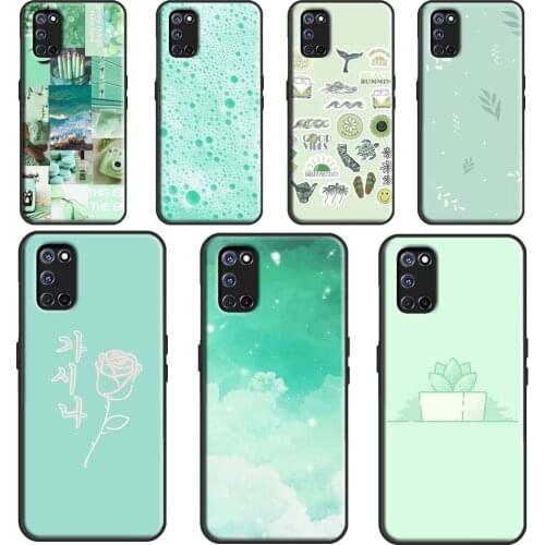 Fresh mint green Aesthetics Phone Case For OPPO A53 A31 A9 A5 2020 Reno 2 Z A1K A3S A5S A15 A52 A72 A83 A91 A93 Cover