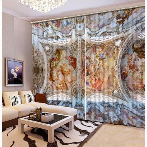 Europe curtains 3D Curtain Luxury Blackout Window Curtain Living Room angel curtain
