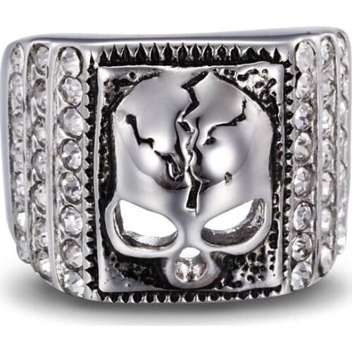 Hot domineering skeleton titanium steel ring personality rock punk titanium steel men ring fashion jewelry