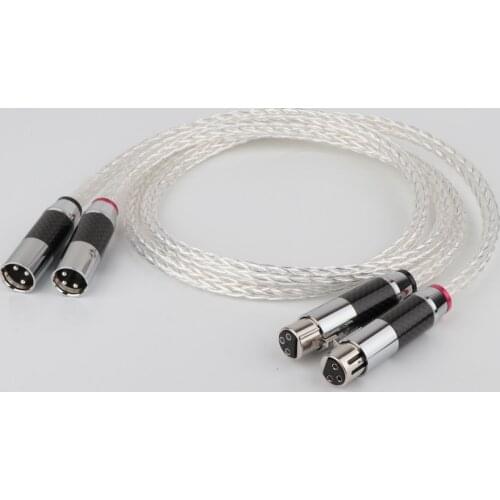 Hi-End 8AG OCC Silver Plated XLR cable hifi XLR Male to Female Audio Wire Carbon Fibe 3pins XLR Balanced cable