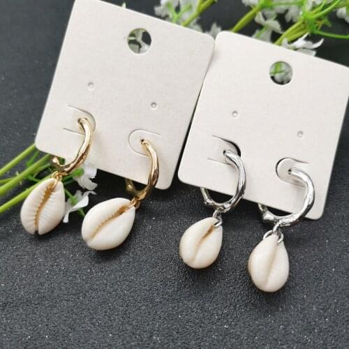 JCYMONG 2019 New Fashion Natural Shell Earrings For Women Bohemian Gold Silver Color Metal Geometric Drop Earrings Beach Jewelry