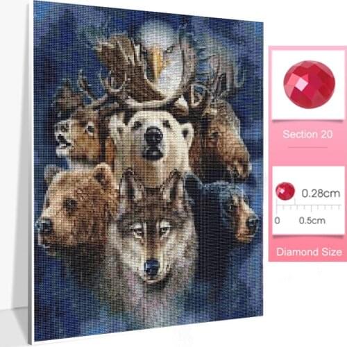 Wolf 100% Full Drill Diamond Painting Cartoon Characters Pattern Diamond Embroidery Mosaic Cross Stitch Home Decoration Painting