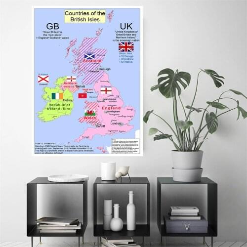 60*90 cm Map of The United Kingdom (2010) Vintage Canvas Painting Wall Art Poster Home Decoration Travel School Supplies