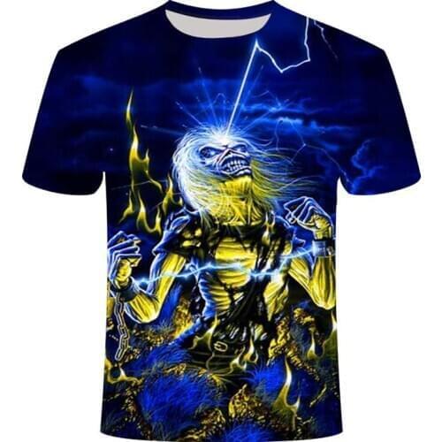 Summer hot-sale metal T-shirt ROCK BAND 3d t shirt Summer horror tshirt 3d Men fashion t-shirts street Hip-hop style Tops & Tees