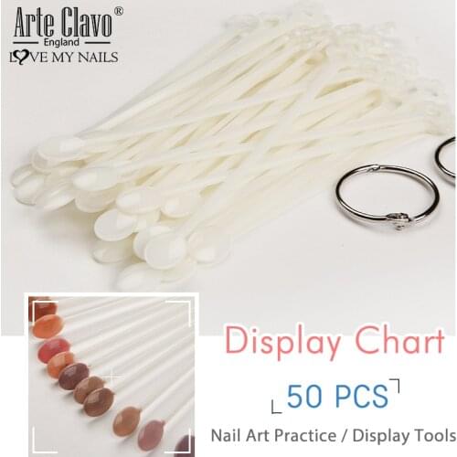 Arte Clavo 50PCS/Set False Nail Tips Display Chart For Polish Design Manicure Spoon Type Practice Display Tools Nails Art