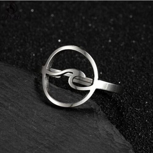 Fashion Simple Design Sea Wave Rings Ocean Surf Stainless Steel Finger Jewelry Ring for Women Bague Femme Anillos Mujer 2021