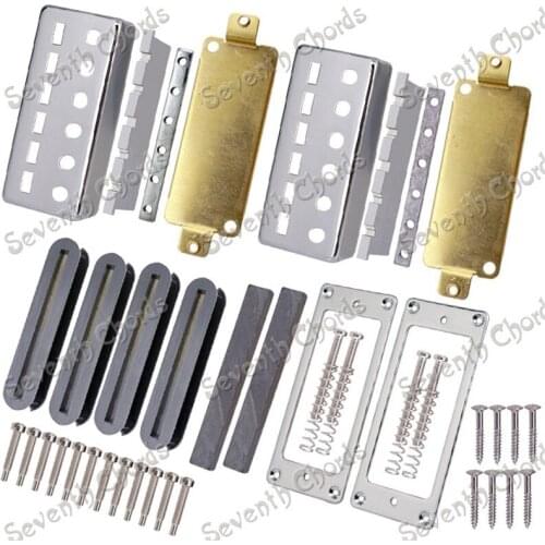 A Set of Guitar Humbucker Pickup Kits Producing Accessories Chrome Pickup Cover and Metal Pickup Ring guitar accessories