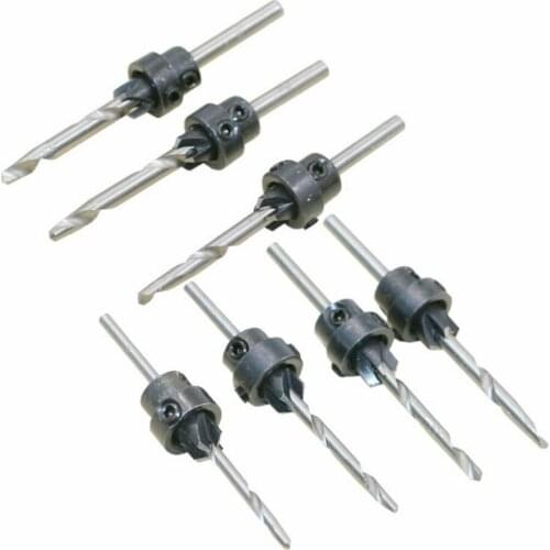 22Pcs Countersink Drill Bits with Wrench Set Adjustable Depth Stop Collars Woodworking