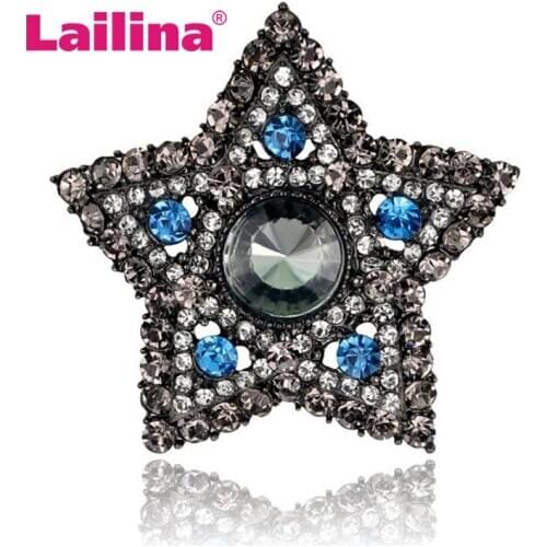Wholesale Price Fashion Brooch Rhinestone Pentagram star Pin brooches Jewelry Gift
