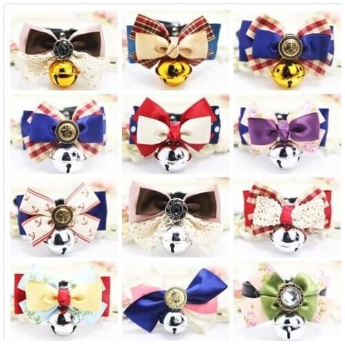 Pet dog cat collar dog jewelry cat collar adjustable shoulder strap pet dog bow tie bell puppy dog bow tie dog pet supplies