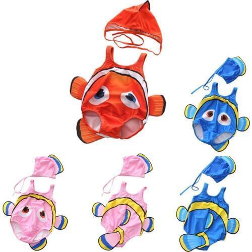 6M-2T Baby Swimwear Cartoon 3D Shape Baby Swimsuit With Cap Cute One Piece Kids Swimwear Baby Swimming Suit Infant Bathing Wear