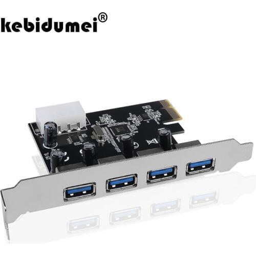 Kebidumei Professional 4 Port PCI-E To USB 3.0 HUB PCI Express Expansion Card Adapter 5 Gbps Speed For Desktop Computer