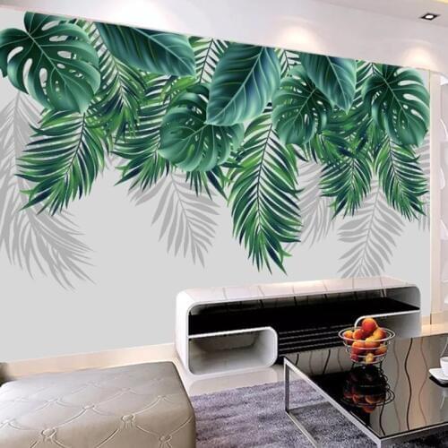 Custom 3D Photo Wallpaper Modern Green Leaves TV Background Wall Painting Living Room Bedroom Decor Non-woven Wallpaper Murals