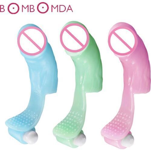 Sex Finger Sleeve G-Spot Massage Vibrators Labia Clitoris Stimulation Realistic Glans Bullet Vibrator Masturbator Toys For Women