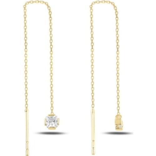 Silver 925-Adjusting Frame Baget Zircon Stone Japanese Earrings