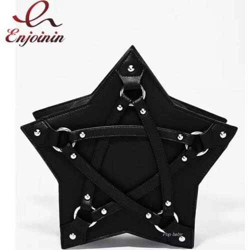 Dark Gothic Pentagram Shoulder Bag for Women Punk Designer Casual Tote Bag Fashion Retro Purses and Handbags Pu Leather 2021