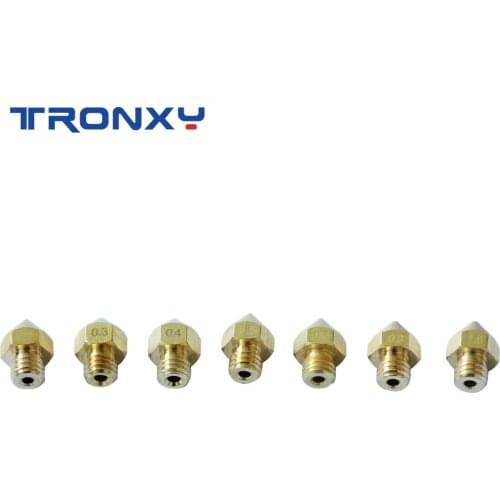 Tronxy MK8 M6 Nozzle 0.2 0.3 0.4 0.5 0.6 0.8 1.0mm J-head Extrusion Nozzle For 1.75mm Filament 3D Printer Brass Copper Nozzle