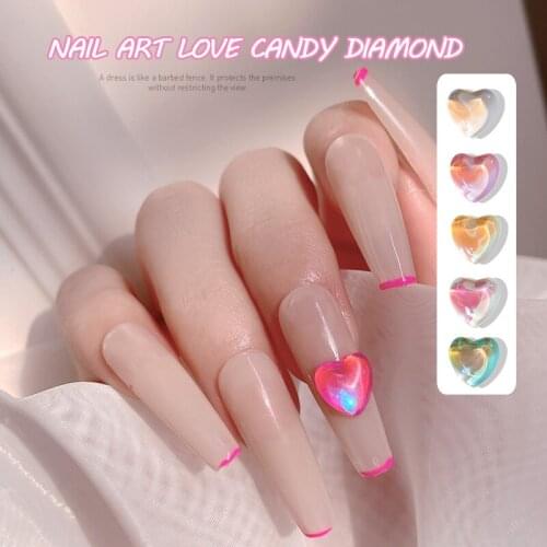 TSZS 10pcs/lot Love Macaron Candy Diamond Fluorescent Aurora Love Cute Nail Rhinestones Nail Art Decoration