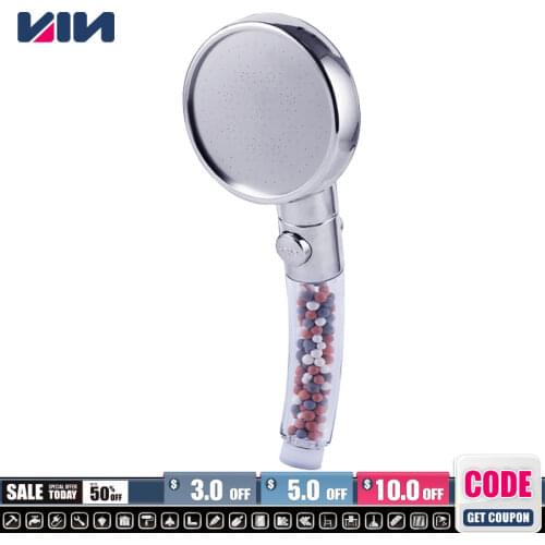 Bath Shower Head Negative Ion Bathroom High Pressure Water-Saving Showerhead Filter Stone Beeds Rain Supercharged SPA Filtration