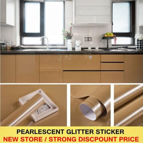 5M Waterproof PVC Wallpaper Roll Pearlescent Glitter Sticker Self Adhesive Kitchen Countertop Home Improvement Wallpaper Sticker